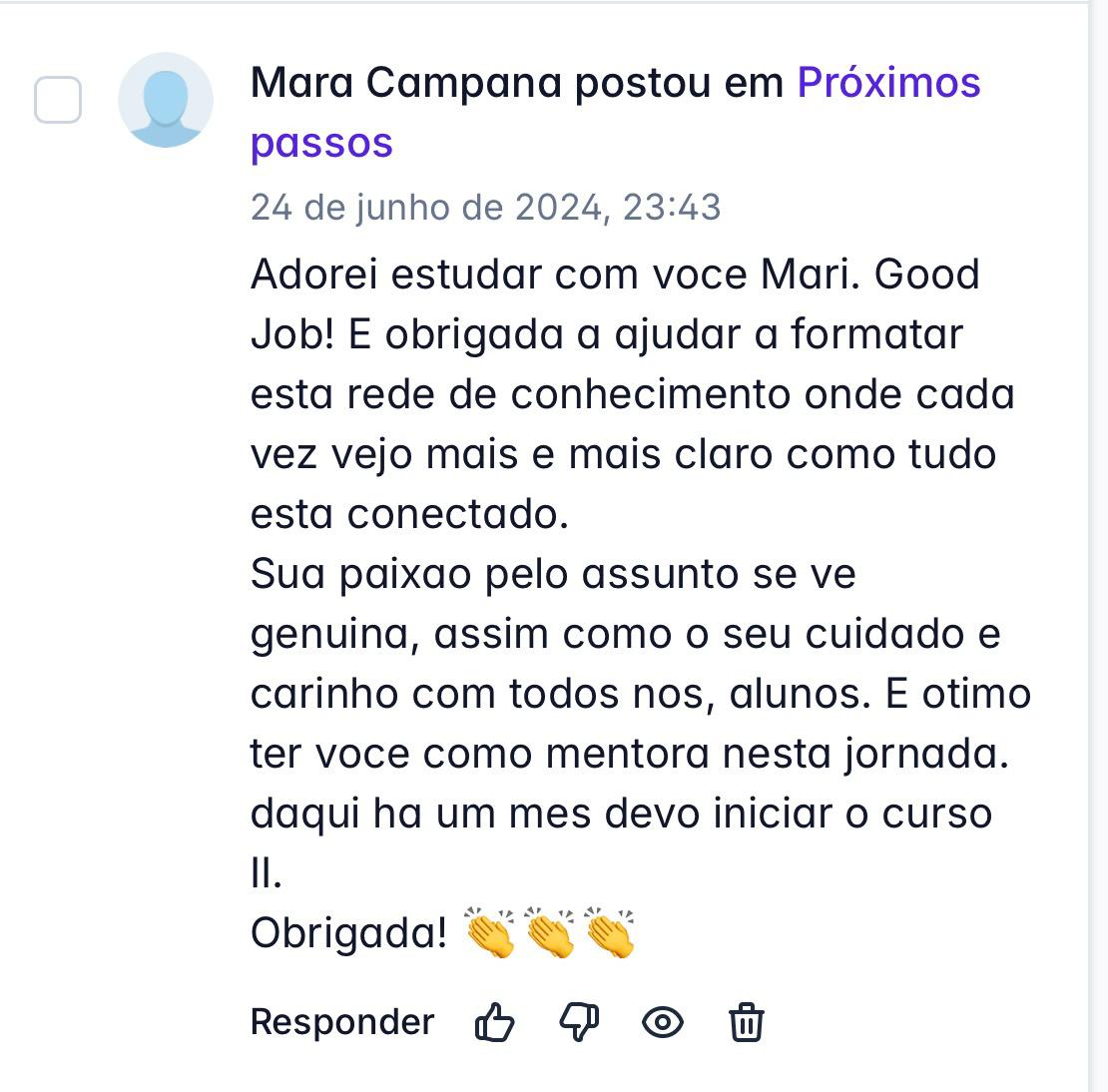 Depoimento de aluno 10