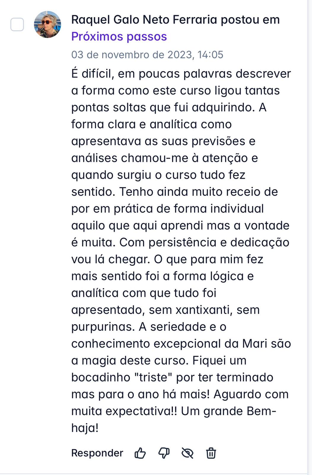 Depoimento de aluno 9